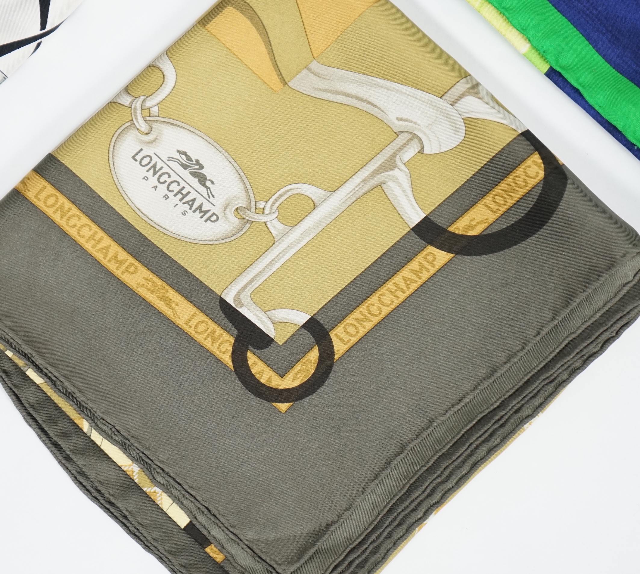 A Guerlain, Longchamp, Ungaro, Cartier style and two Celine style scarves (6)